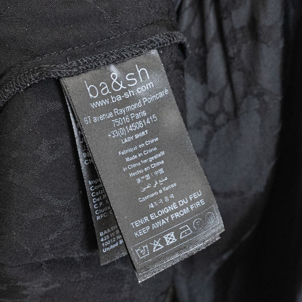 Ba&sh Doli Print button up Blouse in Black Noir Satin Viscose Size XS - Picture 9 of 11